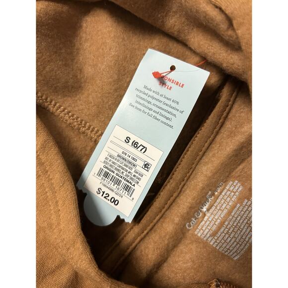 NWT Cat & Jack Boys Size 6/7 Small Year Full Zip Hoodie Khaki / Dark Tan Color - Picture 4 of 5